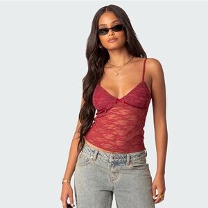 Edikted Eira Sheer Lace Tank Top